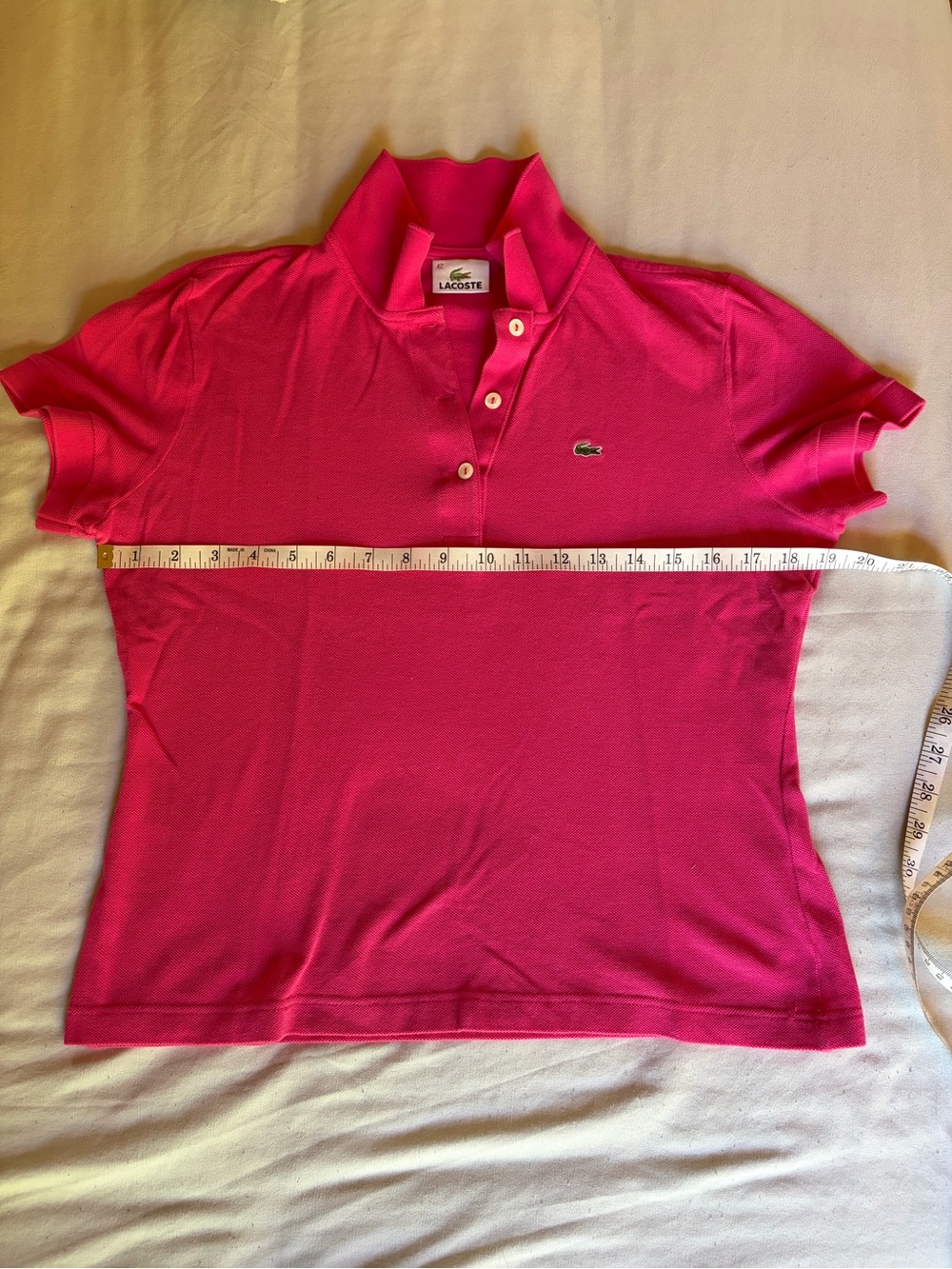 Lacoste Women’s Bright Pink Pique Polo (size 42/small) - Picture 7 of 8